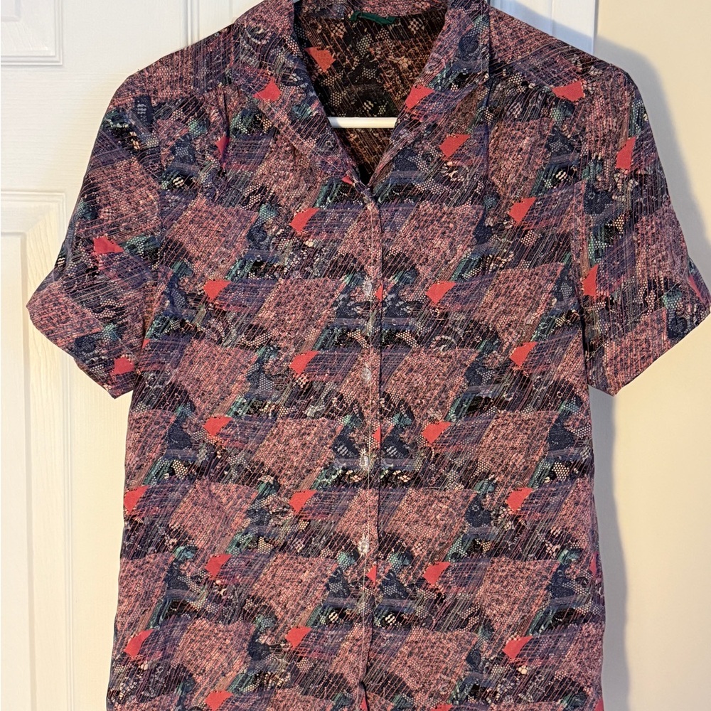 Vintage Multicolor Patterned Short Sleeve Shirt